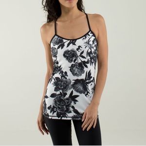 Lululemon Power Y Brisk bloom black and white tank